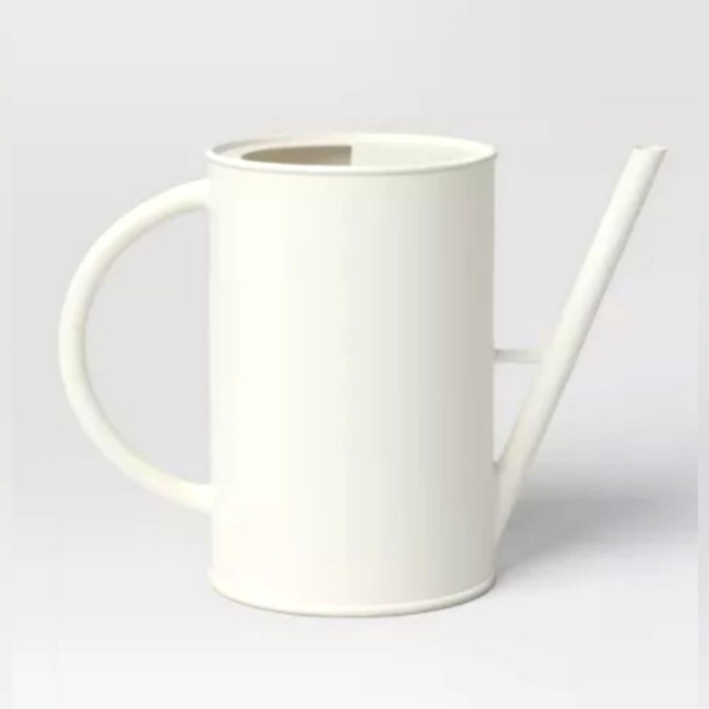 .66 gal Iron Long Spout Outdoor Watering Can with Powder Coat Finish Sour Cream